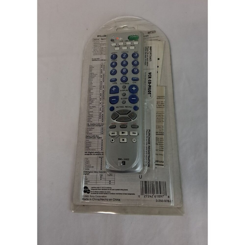 Remote Control RM-V402 Multibrand Remote Commander Copyright 2003 Sony Corp. NOS